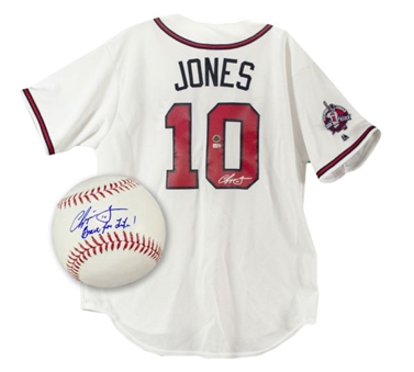 Chipper Jones Autographed Atlanta Braves Jersey & Signed Baseball Inscribed "Brave For Life"